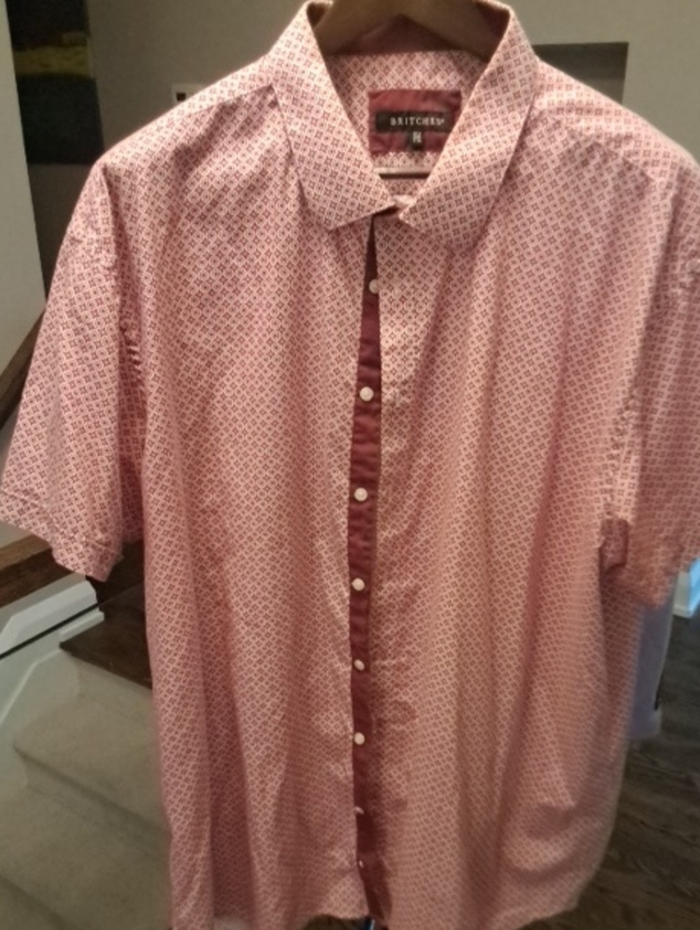Britch's Short Sleeve Red Patterned Button-Up Shirt